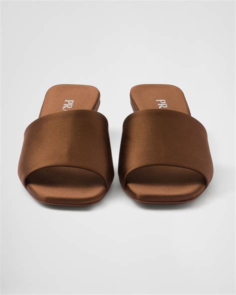 Tobacco Satin Slides 